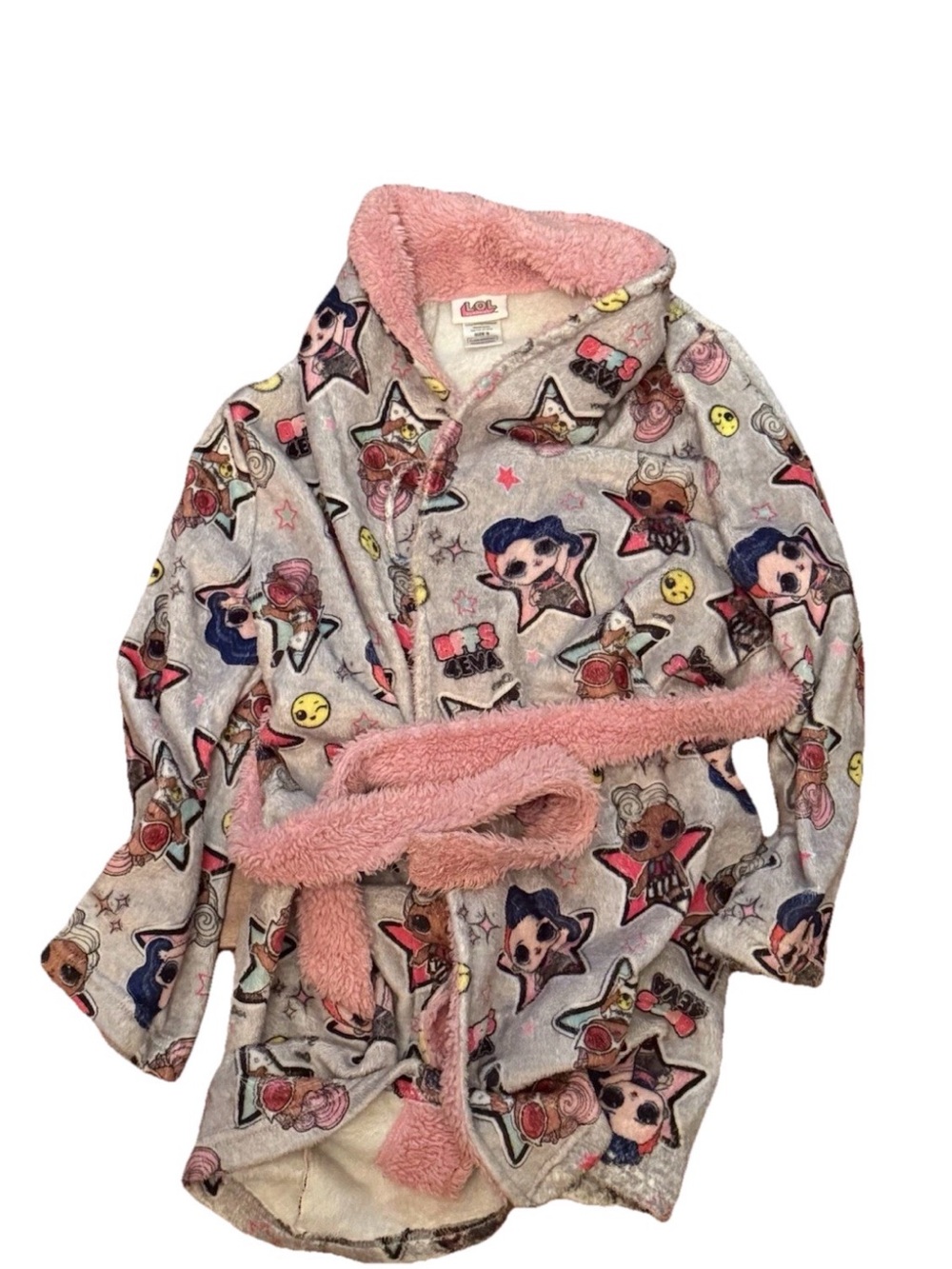LOL Surprise Robe Size S Attached Belt Pink‎ Multicolor